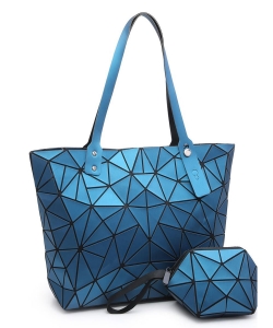 Fashion Geometric Checker 2-in-1 Shopper 6628H1F BLUE